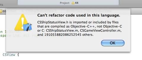 Can not refactor code used in this language