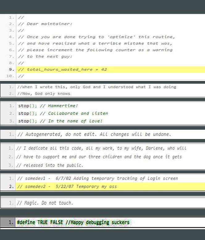 Comments by Centric's programmers