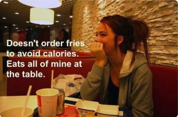 Does not order fries to avoid calories