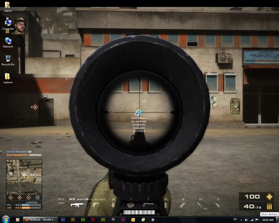 Don't shoot, I am unarmed, no add ons, no HTML5 no plugins