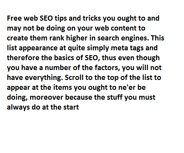 Free web SEO tips and tricks