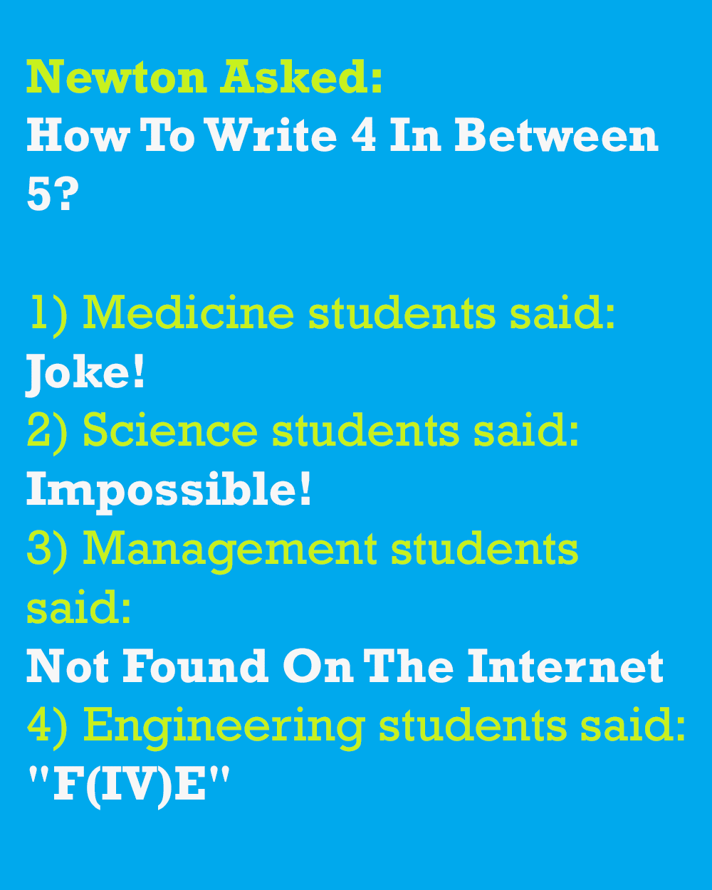 How to write 4 in between 5?