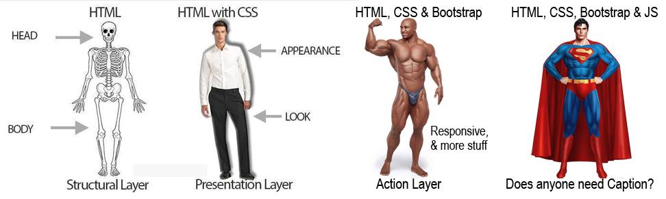 html with css vs html css bootstrap & js