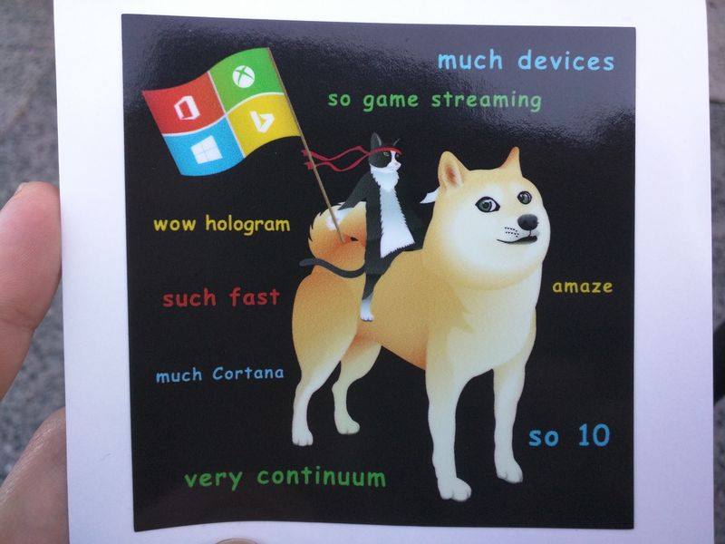Microsoft promotes Windows 10 with stickers of ninja cat riding a doge