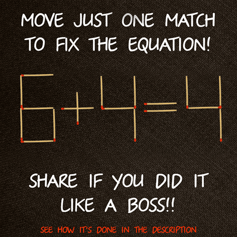 Move just one match to Fix the Equation!