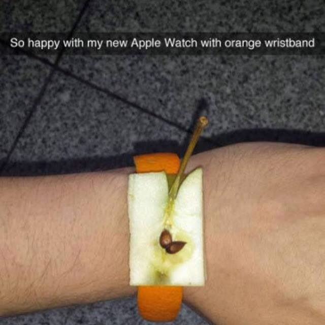 new Apple watch with orange wristband