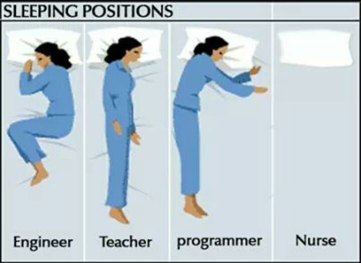 Select your sleeping positions Engineer teacher Programmer Nurse