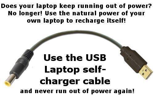 Use the Usb laptop self charger cable