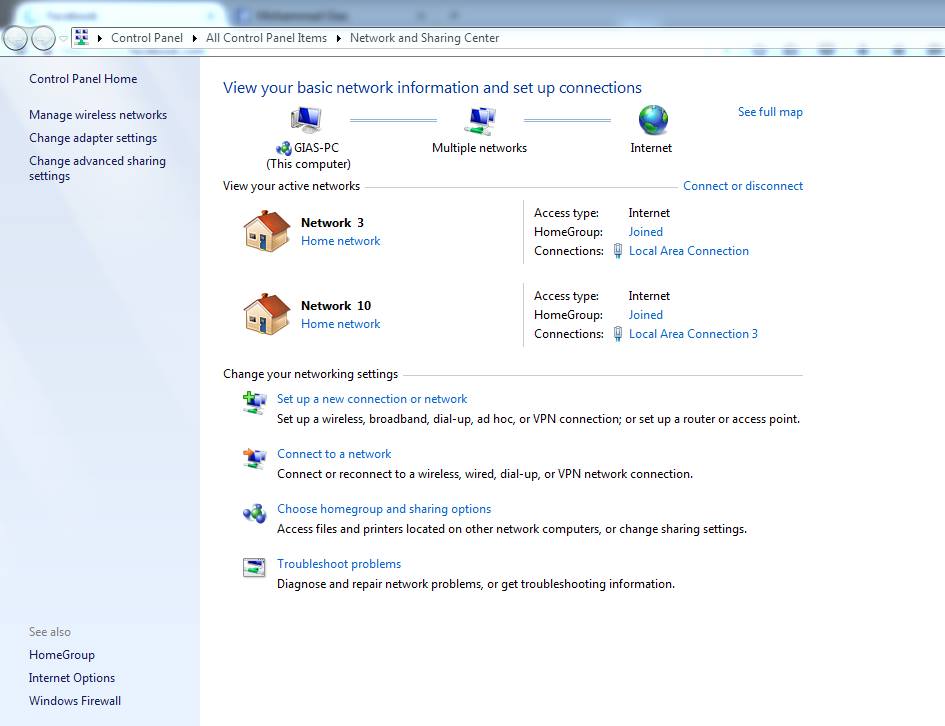View your basic network information