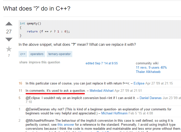 what does '?' do in c++?