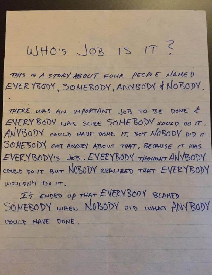whose JOB is IT ?