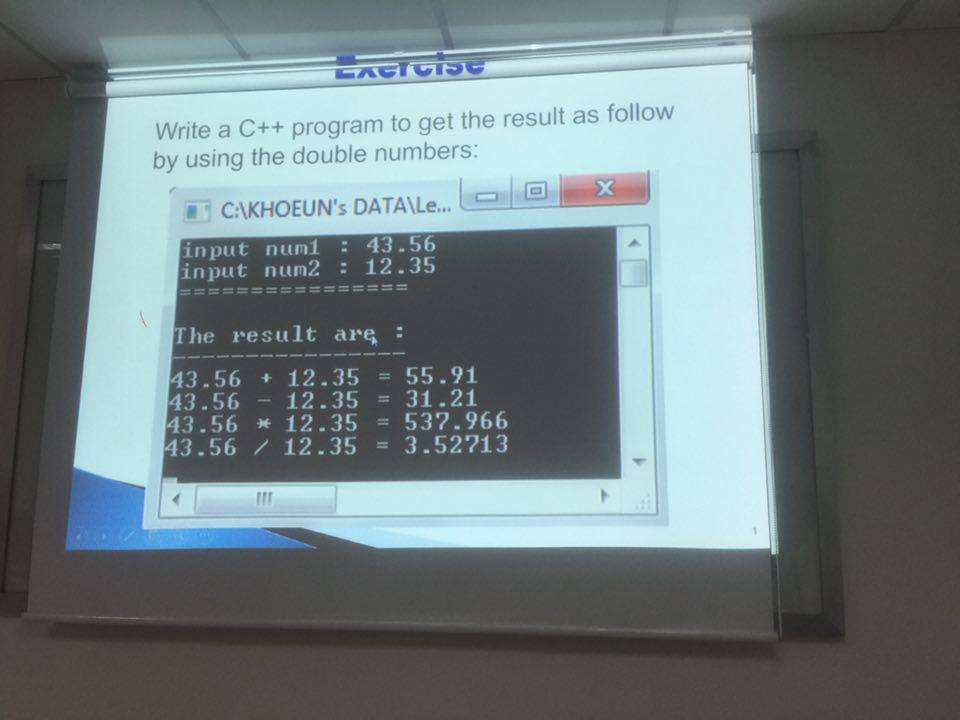 write a C++ Program to get the result as follow by using the double numbers